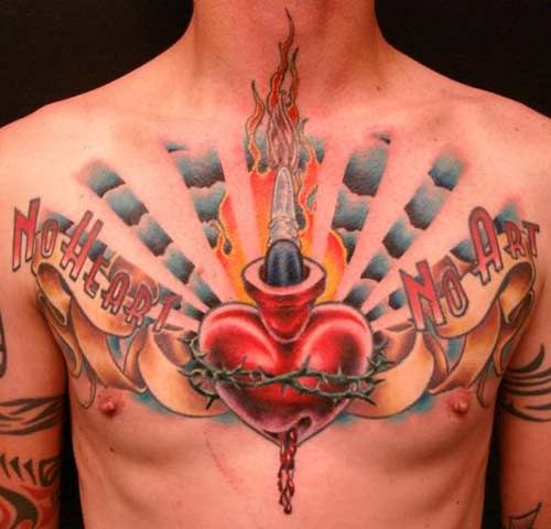 tattoo chest piece. animal rose chest piece tattoo