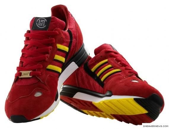 The colour blend of a bold red of Adidas Sport Shoes