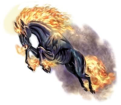horse breathing fire