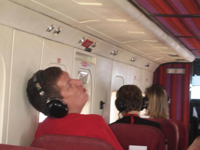Wade howling in the Charter flight to the Ranch Pictures, Images and Photos