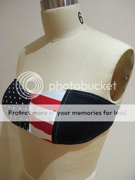 USA Stars n Strips Festival Boned Corset Cropped Bra BUSTIER American 