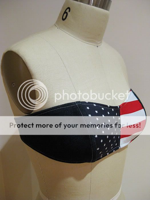   Festival Boned Corset Cropped Bra BUSTIER American flag TOP  