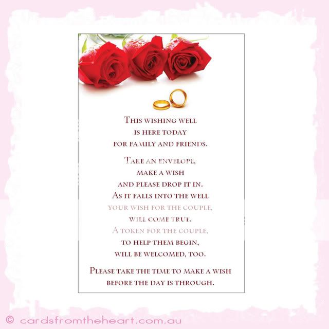 Wedding Wishing Well Card   Reception LARGE   RED ROSES  